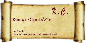 Komsa Ciprián névjegykártya